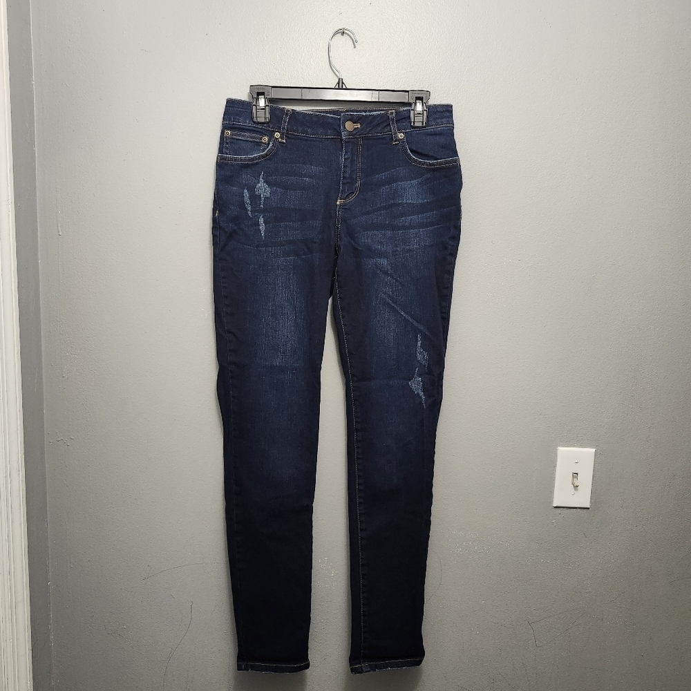 Garnet Hill women's jeans size 27 blue distressed organic cotton